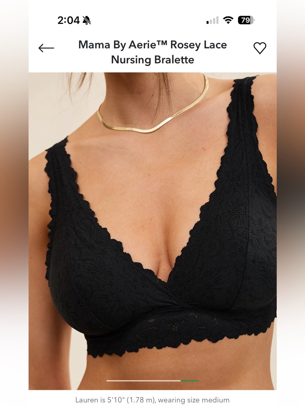 Aerie Black Rosey Lace Nursing Bralette